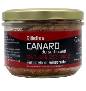 Verrine de rillettes de canard poivre vert zeste d'orange 180g